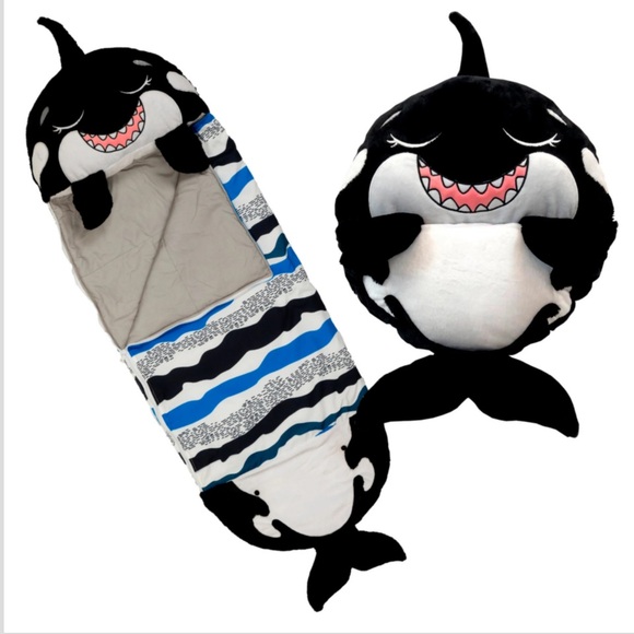 Happy Nappers Medium 2-in-1 Pillow & Sleepy Sack - Ozzy The Black Shark - Picture 1 of 7